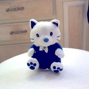 Vintage Goffa Int’l White Blue Kitty Cat Stuffed Animal Plush